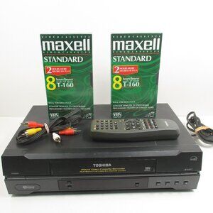 Toshiba W-422C VCR Video Cassette Recorder Player 4 Head, Remote, 2 Sealed Tapes